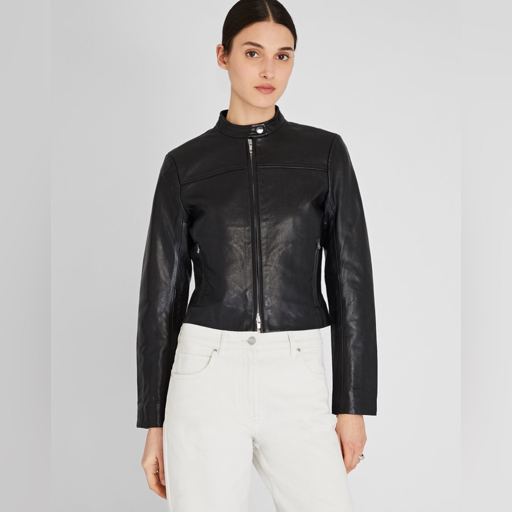 CLUB MONACO Racer Leather Jacket M Moto Zip